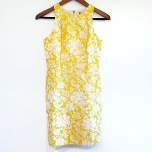 Ann Taylor shift dress yellow and lace embroidery